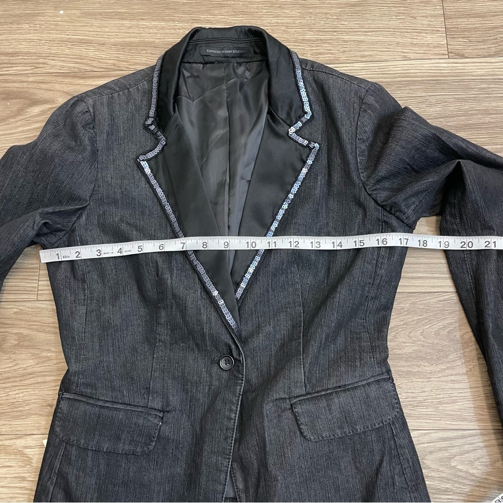 Express Design Studio Black Sequin Single Button … - image 7